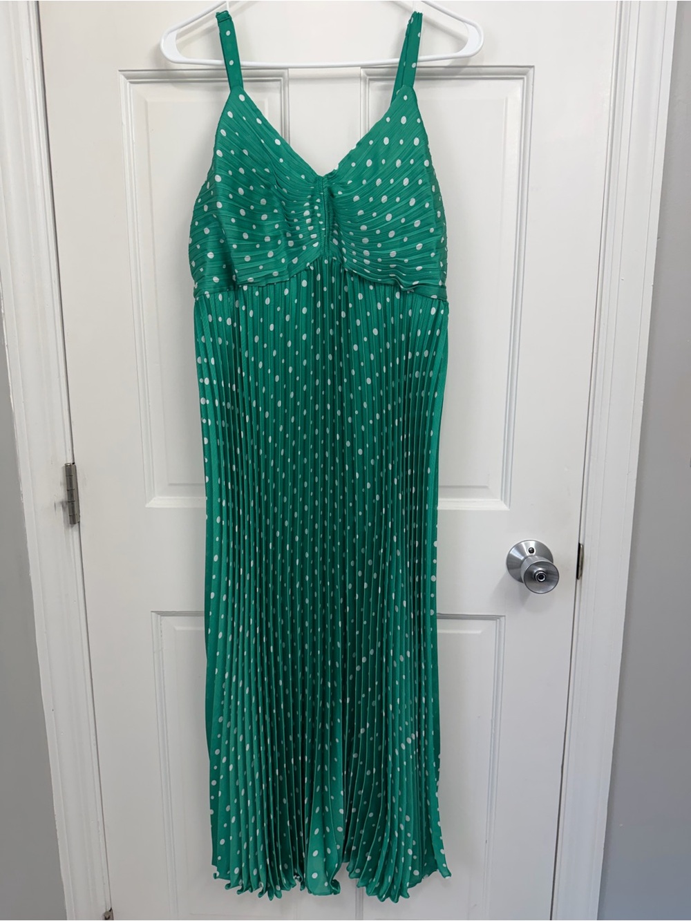 Market & Spruce Green Polka Dot Pleated Maxi Dress